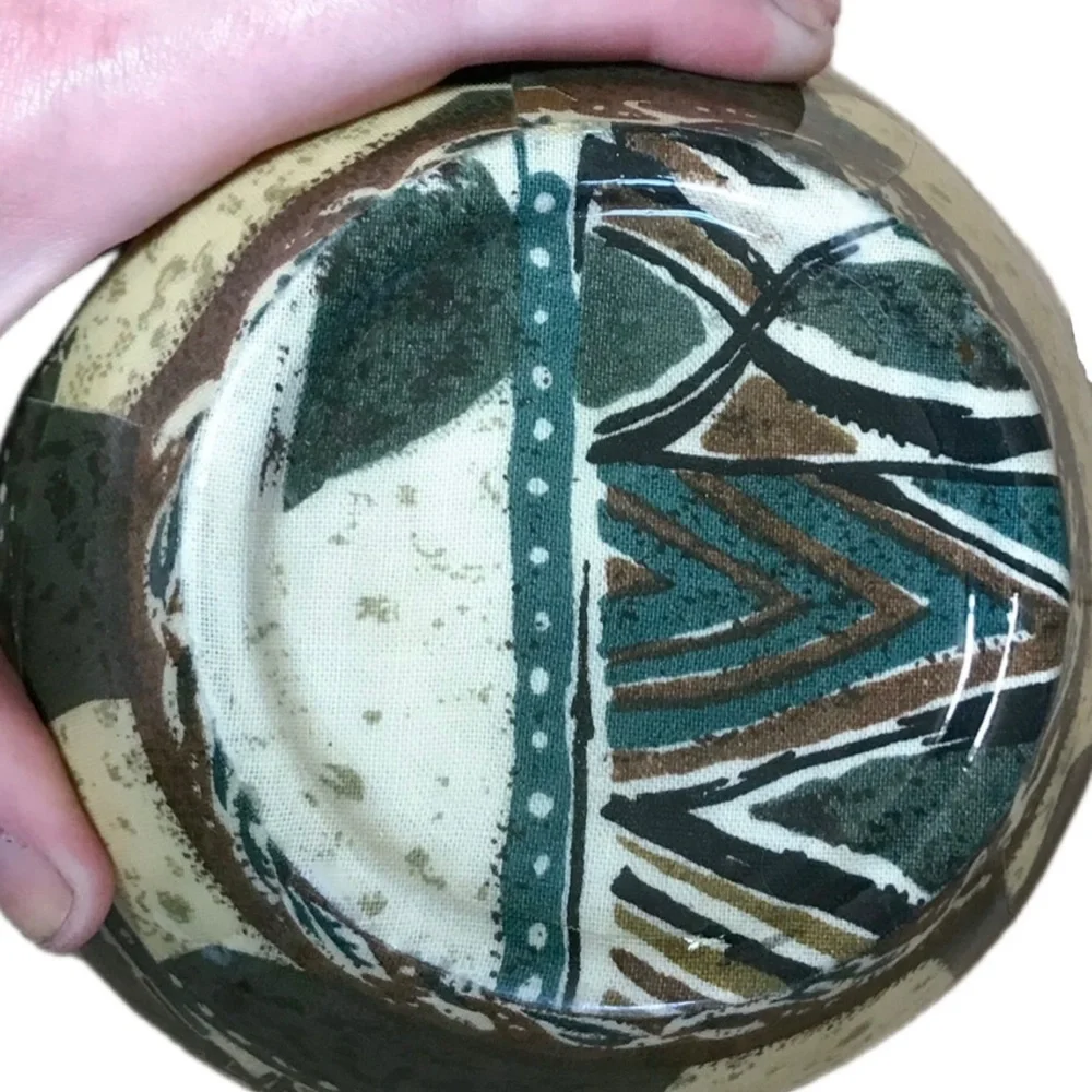 Southwestern Fish Ceramic Vase Geometric Pattern Aztec Boho Earth Tones Indie